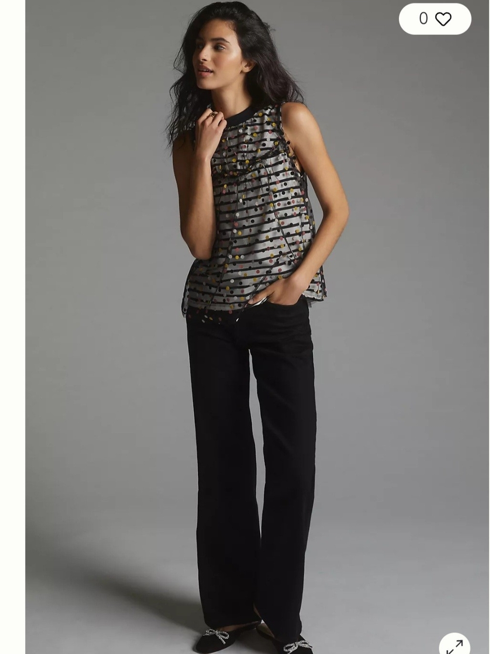 Anthropologie Maeve Contrast Dotted Tank Back Tie Size X Small